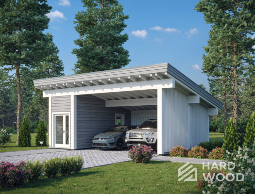 Навес для двух машин с хозблоком №121 - фото 972