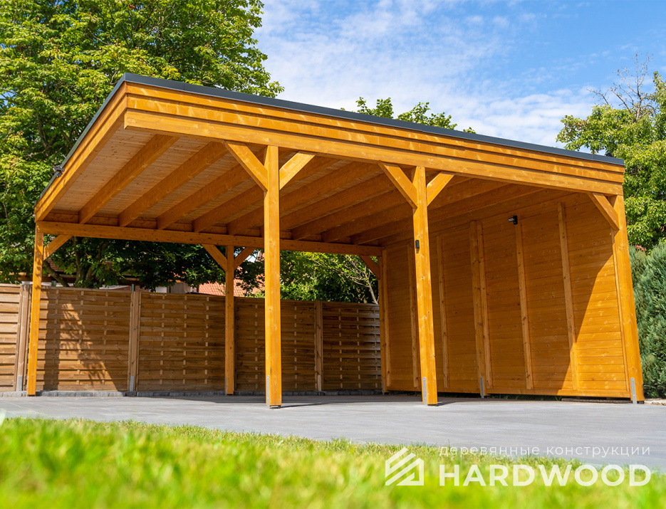 Деревянный навес для машины односкатный №140 - фото 998