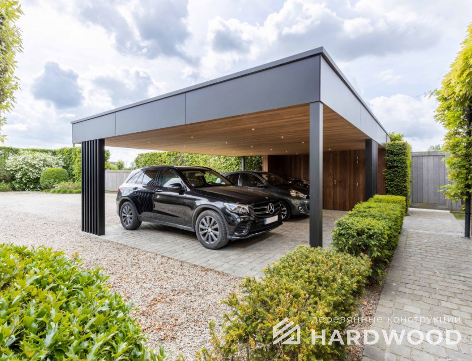Односкатный навес для двух авто №112 - фото 1283
