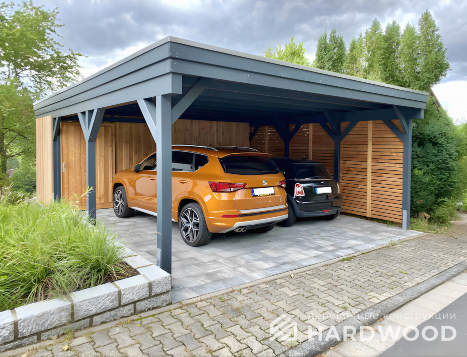 Деревянный навес для авто №129 - фото 944