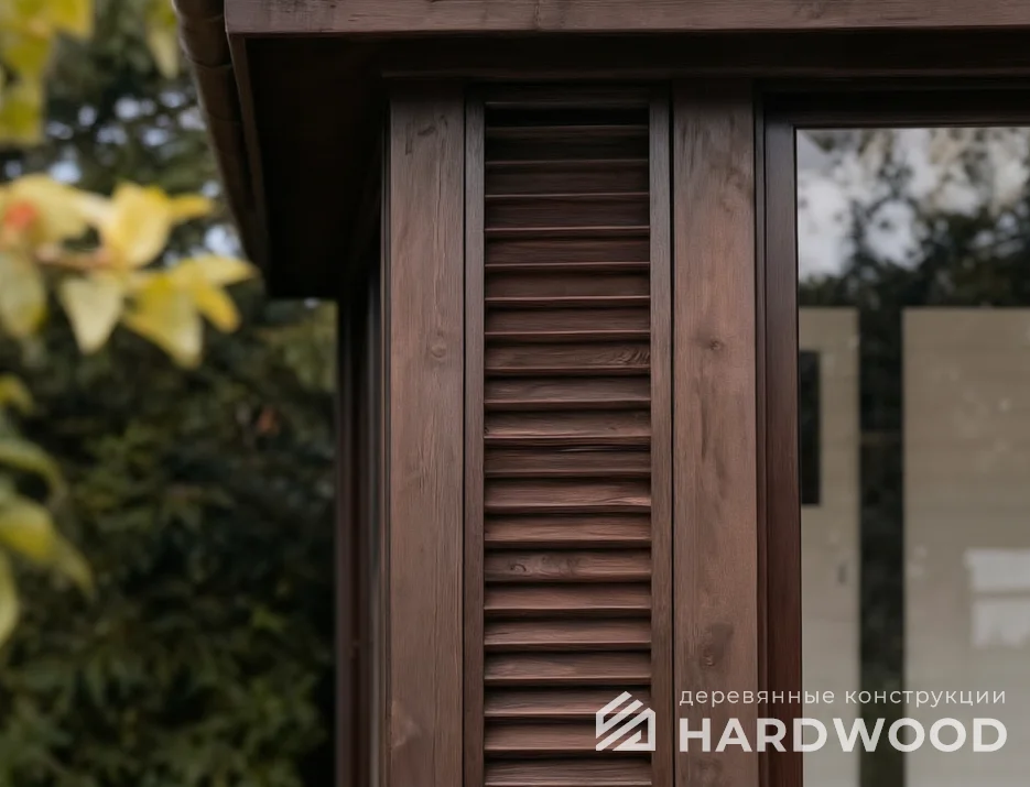 Большая деревянная беседка остеклённая №98 - фото 2280